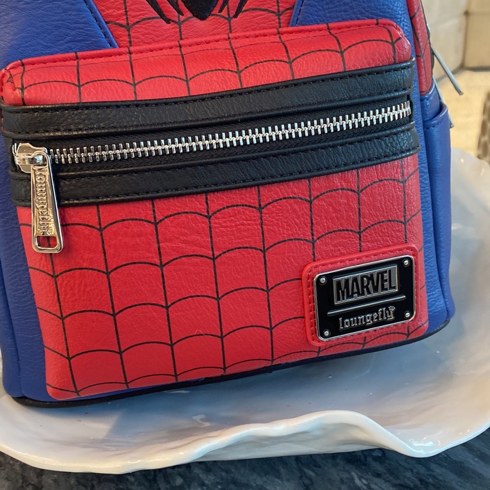 LOUNGEFLY Marvel Spider-Man Classic Mini  Leather Backpack - Picture 6 of 10